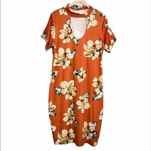 Cleo Apparel Tropical Floral Bodycon Dress Plus